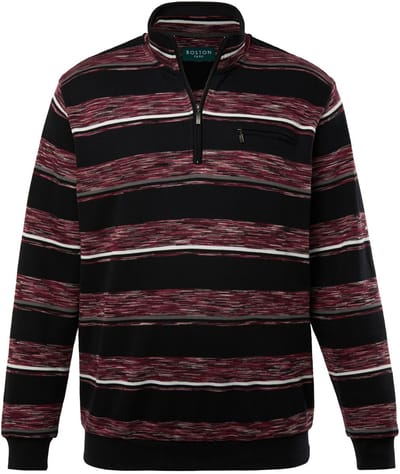 Boston Park - Heren - Troyer sweatstof ritskraag borstzak/70 - Bordeaux - Maat 56+