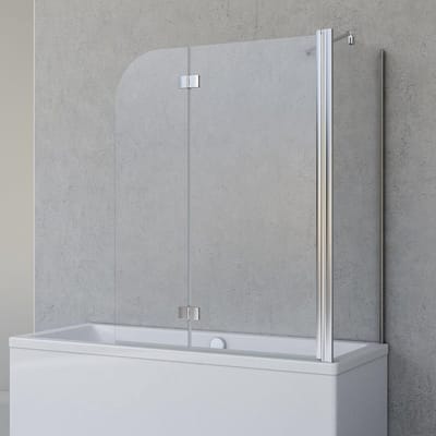 Schulte badwand 2 delig - 112x142cm- incl zijwand voor een bad van ca. 70 cm - veiligheidsglas - chroom - transparant