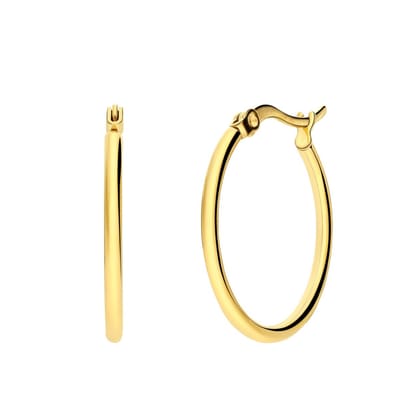 Lucardi Dames Stalen goldplated oorringen 35mm - Oorbellen - Staal - Goud