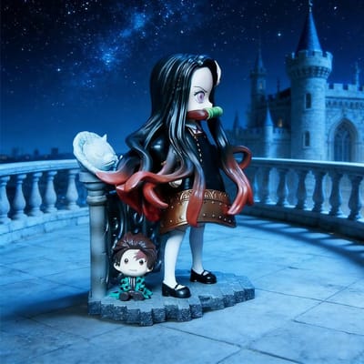 14cm Spy × Family Anya Cos Kamado Nezuko Schooluniform Demon Slayer Kawaii Model Anime Figuren Garage Kit Standbeeld Speelgoed Kinderen Cadeaus black