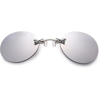Clip-on zonnebril voor heren, ronde vorm, randloos, Matrix Morpheus zonnebril, mini frameloze klassieke herenbril met UV400-bescherming.