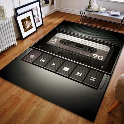 1PC Cassettespeler Print Tapijt voor Slaapkamer Woonkamer Bedzijde Bank Vloermat Modern Huisdecor Gebiedskleed Machinewas 60*90cm