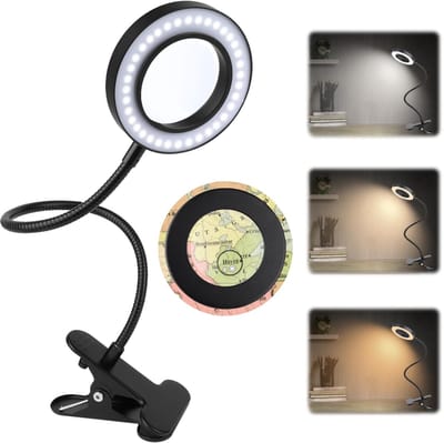Unyqoos® Verstelbare klemlamp met vergrootglas en dimbaar licht voor thuis en kantoor