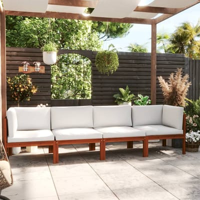 vidaXL - 4-zits - tuinbank - met - kussen - acaciahout - & - touw