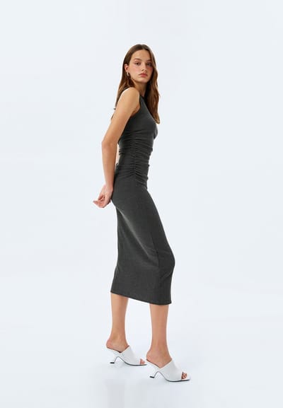 Midi-lengte Drapeer gedetailleerd Midikleid