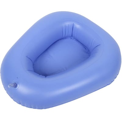 Bassin de lit gonflable ménager Soins aux patients âgés Anti-escarres Coussin d'air Pot bleuBleu bleu
