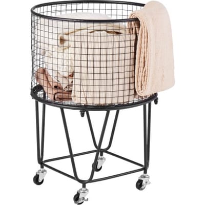 VEVOR Wasmand, Ronde Wasmand met 360° Zwenkwielen, 40 Liter Inhoud, 27 Kg Draagvermogen, Koolstofstalen Boodschappenmand voor Wasgoed, Boodschappen, Kamperen, Bagage, Wassorteerder, Wasmand