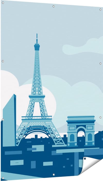 Gards Tuinposter Skyline van Parijs - Abstract - 100x150 cm - Tuindoek - Tuindecoratie - Wanddecoratie buiten - Tuinschilderij