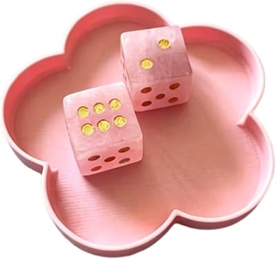 Dobbelmat Bloemvorm - Dobbelbak Werphouder - Spel Organisatie - Aantrekkelijk Ontwerp - 11x4 cm - Roze