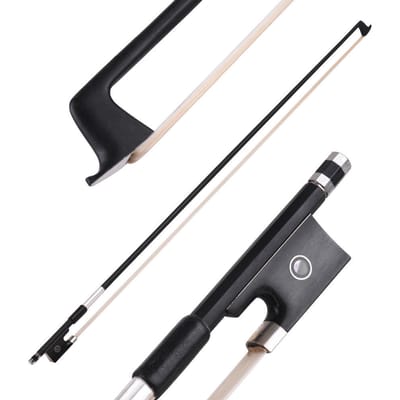 Archet de violon 1/4 en fibre de carbone bien équilibré, bâton rond, grenouille en ébène en crin de cheval exquis for 3 4 violin black