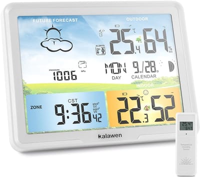 Weerstation Draasloos Binnen/Buiten - Weerstation - Digitale Kleurendisplay - Draadloze Buiten Sensor - Multifunctioneel - Voor Thuisgebruik