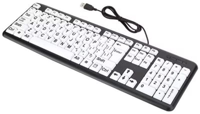 medj-Toetsenbord Grote letters - Kleur Geel - Slechtzienden - USB aansluiting - QWERTY - Slechtzienden toetsenbord - toetsenbord grote letters