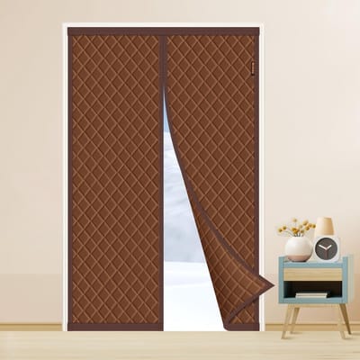 Magnetisch thermo-deurgordijn 90 x 200 cm - Winddicht en warmtewerend - Bruin