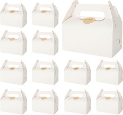 Geschenkdozen van karton - Wit - 16 x 9 x 8,5 cm - Taartdoos - Met handvat - Voor bruiloft, taarten, verjaardagen - 50 stuks