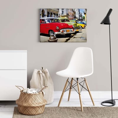 Canvas print DD123054 Cuba Cars A.S. Création 0,7 x 0,5 m Kleurrijk Kantoor Hal/Gang Keuken Slaapkamer Woonkamer