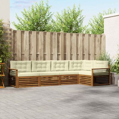 vidaXL - Buiten - bank - set - 5 - st - Natuurlijk - en - Crème
