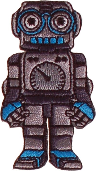 Strijkapplicatie robot grijs-blauw 7x3,5cm