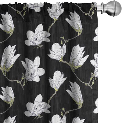 ABAKUHAUS Magnolia – Gordijnen 2x75x245 cm – Microvezel Groen/Zwart