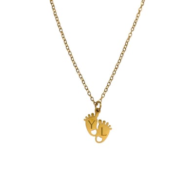 Geboorteketting Baby Voetjes met Initialen Goud