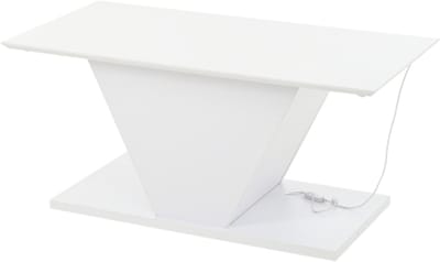 Salontafel 100x50x46cm Hoogglans Wit Woonkamer Tafel Met LED Verlichting V-Vormige Speciale Vorm Sofatafel Bijzettafel Voor Kleine Ruimtes