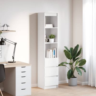vidaXL - Hoge - kast - 37,5x35x180 - cm - spaanplaat - wit