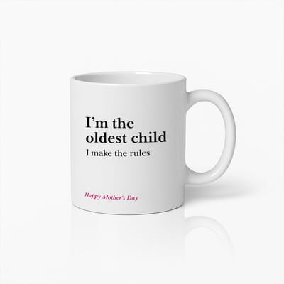Grappige Mok 330ml – “Ik Ben het Oudste Kind Ik Maak de Regels” Moederdag Cadeau Koffiebeker