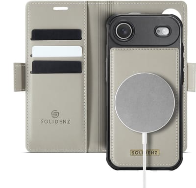Solidenz Luxe 2-in-1 Wallet Hoesje geschikt voor iPhone Air - Geschikt voor MagSafe Hoes - Afneembare Case - Beige