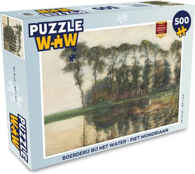 Puzzel Boerderij bij het water - Piet Mondriaan - Legpuzzel - Puzzel 500 stukjes