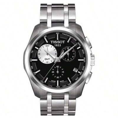 Tissot heren quartz horloge, 100m waterdicht, met leren band T035.439.11.051.00 zwart