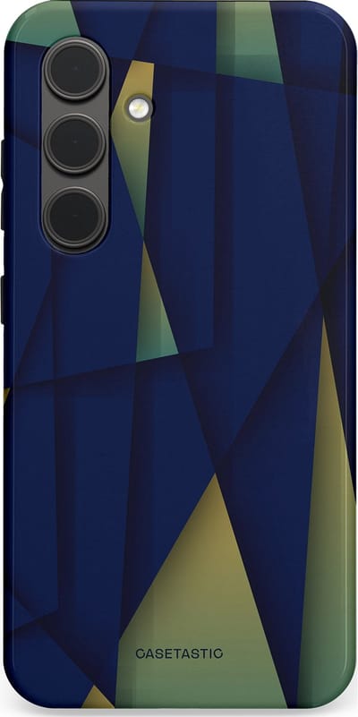 Casetastic Hoesje Geschikt voor Samsung S24 - Stijlvolle Beschermende Duo-layer Case - Blauwgroene Driehoeken