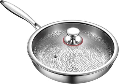 Titanium Koekenpan - Antiaanbakpan Gehamerde pan - Gezond Koken - Krasbestendig oppervlak - 28 cm - Grijs