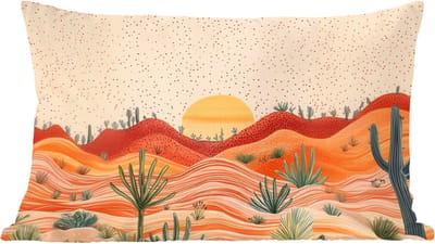 Sierkussens - Kussentjes Woonkamer - 60x40 cm - Landschap - Heuvels - Zonsondergang