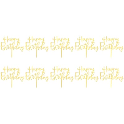 Acryl Taarttopper Insteekkaart Vlag Cupcaketoppers voor Verjaardagsfeest Bruidstaartdecoraties beige