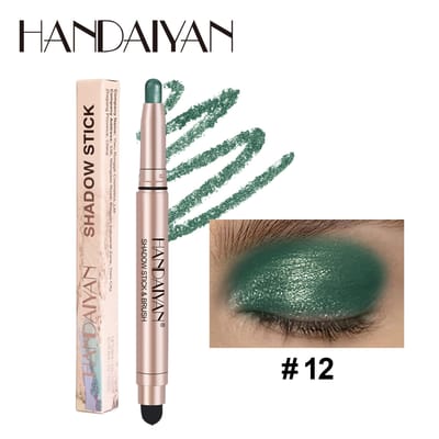 Metallic Dubbelkoppige Oogschaduw Stick Diamant Shimmer Highlighter Potlood Ultra Gepigmenteerd Langhoudende Crème Oogschaduw Spons Pen