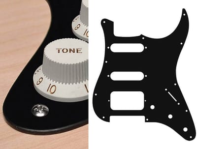 Boston ST-123-BM pickguard, Stallion, SSH, 3 pot holes, 3-5 switch, 1 ply, black matt