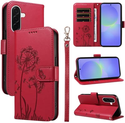 Coverup Hoesje - Geschikt voor Samsung Galaxy A37 Hoesje - Coverup Paardenbloem Book Case - Rood