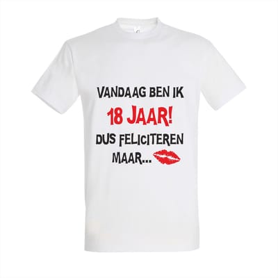 18 Jaar Verjaardag Cadeau - T-shirt Vandaag ben ik 18 jaar dus feliciteren maar | XL | Wit