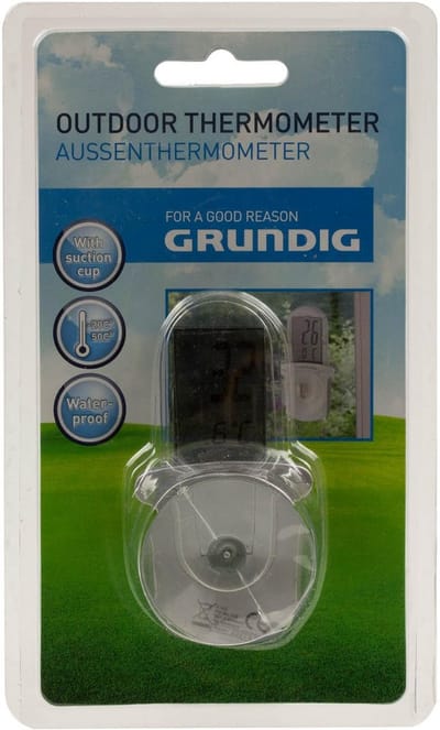 Buitenthermometer met zuignap - Weerstation buiten - Temperatuur meten - Digitaal display - 25 x 5 x 7 cm