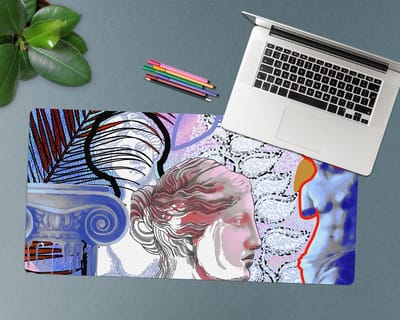 Coloray Bureau Onderlegger - Oude moderne beeldhouwkunst Bureau Onderlegger Groot - 90 cm x 45 cm - Veelkleurig Bureau Onderlegger - Bureau Onderlegger XXL - Computer Mat - Bureau Pad - Bureau Mat