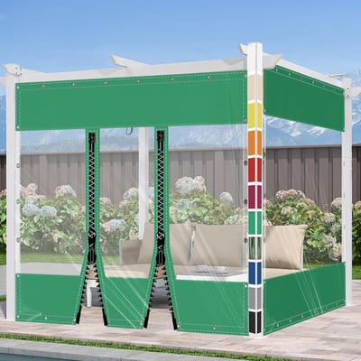 Transparant Paviljoenzeil - Waterdicht Zeil - Buiten Afscheiding - Met 2 Ritsen - 1x14 Meter - Groen