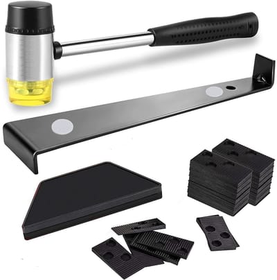 Allecto - Laminaatvloer installatiekit - Vloerspacers - Heavy-duty gereedschap - 43-delige set voor laminaatvloer installatie - Dubbelzijdige rubbe...