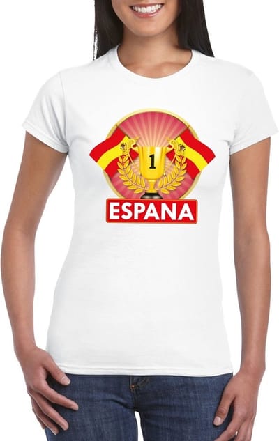 Wit Spaans kampioen t-shirt dames - Spanje supporter shirt S