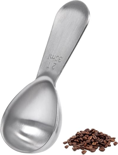 Kleine metalen maatlepel voor koffie en poeders, 18/8 roestvrij staal, 2 eetlepels, voedselveilig, perfect voor koffiebonen en proteïnepoeder