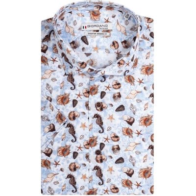 Giordano Overhemd Allover Sea Life Pattern Lichtblauw-Bruin / male