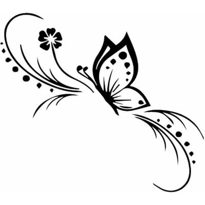 14cm*12cm Autocollant Voiture Papillon Fleur Décoration Art Floral Décalcomanie Autocollants Noir/Argent Accessoires Auto Produits Voitures Pour noir