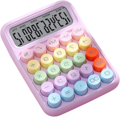Mechanische Rekenmachine - Bureau Calculator - Thuis School Kantoor - Groot Verhoogd Display - 16x11x2cm - Paars