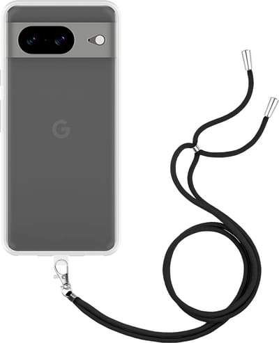 Cazy hoesje met koord geschikt voor Google Pixel 8 Hoesje met Koord - Flexibele Case - Transparant