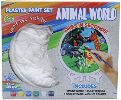 Hobbypakket Gips Schilderen - Plaster Paint Set - DIY - Penseel - Mal voor Gips - Schildersezel - 6 Kleuren Verf