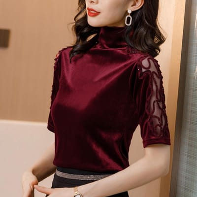 Coltrui Basis T-shirt Lente, Herfst en Winter Nieuwe Dameskleding Lente Halflange Mouw T-shirt Buitenlandse Stijl Halflange Mouw Top 3XL