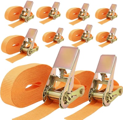 TrutzHolm Spanband Set 10 stuks - 1-delig 6m 0,8t - 800kg Ratelsjorband TÜV/GS - Professionele Eindloze Sjorbanden Oranje